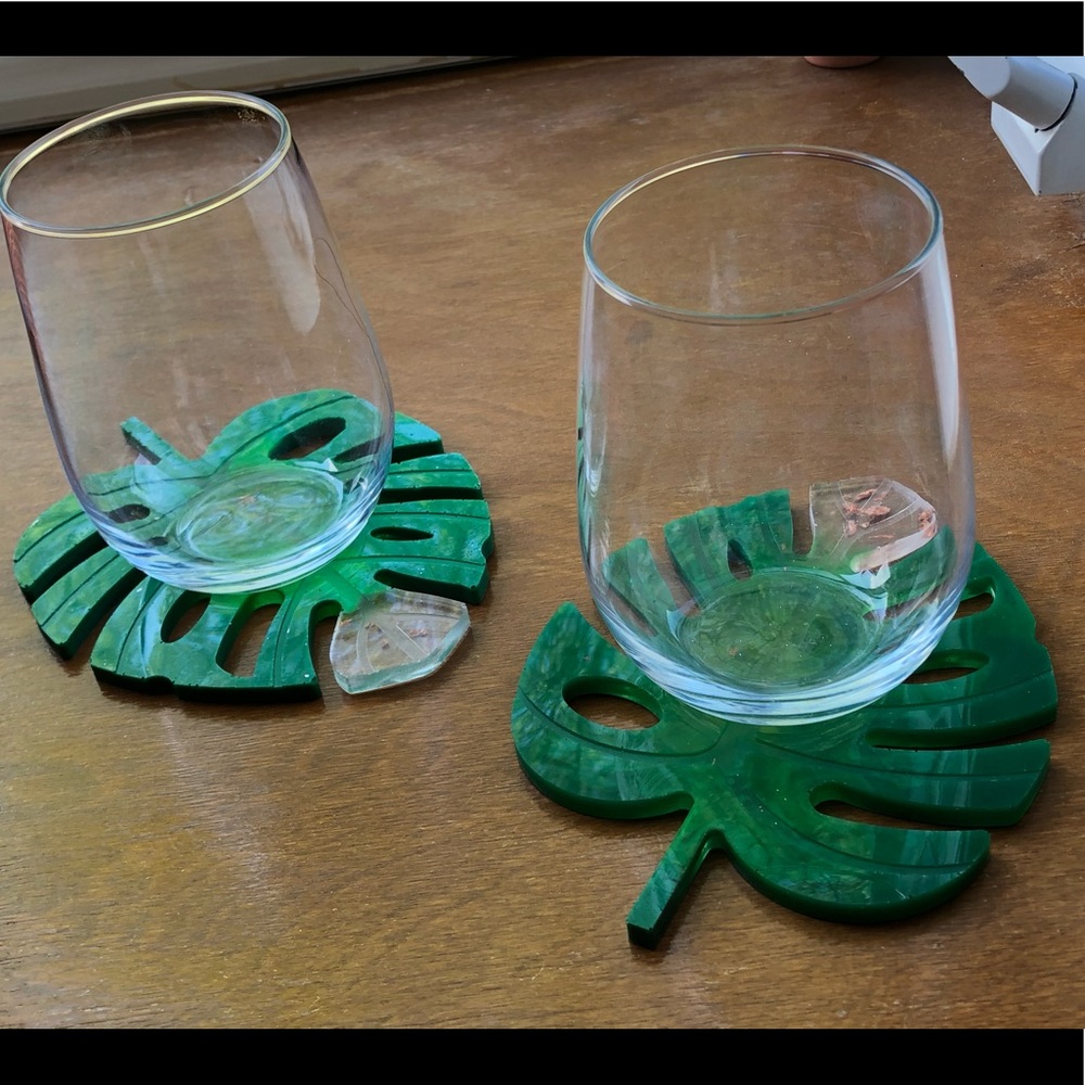 Set Of Two Monstera leaf coaster/ tropical coaster